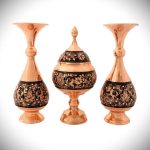 ست 3 تکه گلدان و شکلات خوری مسی - Image 4