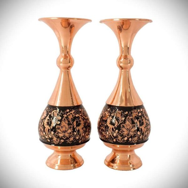 ست 3 تکه گلدان و شکلات خوری مسی - Image 6