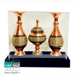 ست گلدان و شکلات خوری مس و خاتم - Image 6