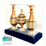 ست گلدان و شکلات خوری مس و خاتم - Image 7