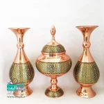 ست گلدان و شکلات خوری مس و خاتم - Image 12